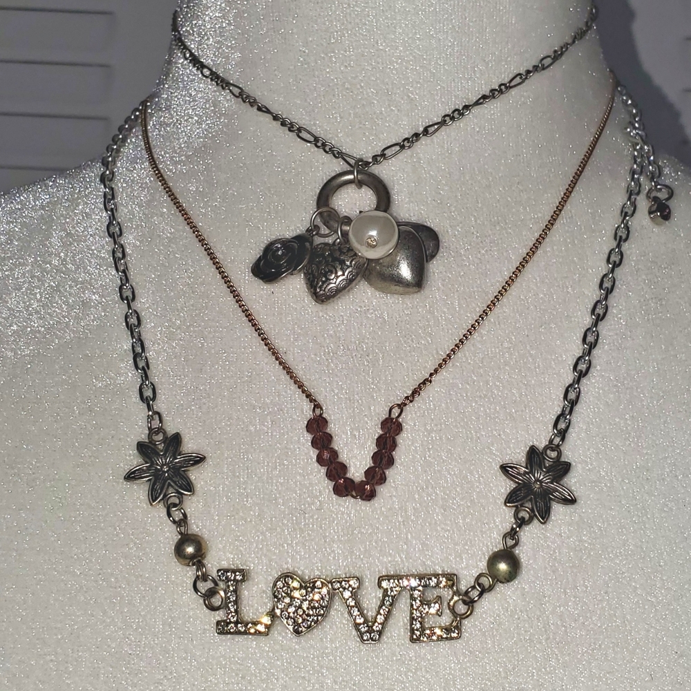 Lot of 3 fashion necklaces with charms